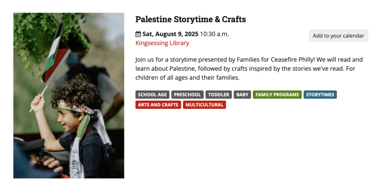 Tell the Philly Library System to Stop Hosting Anti-Israel “Storytime”